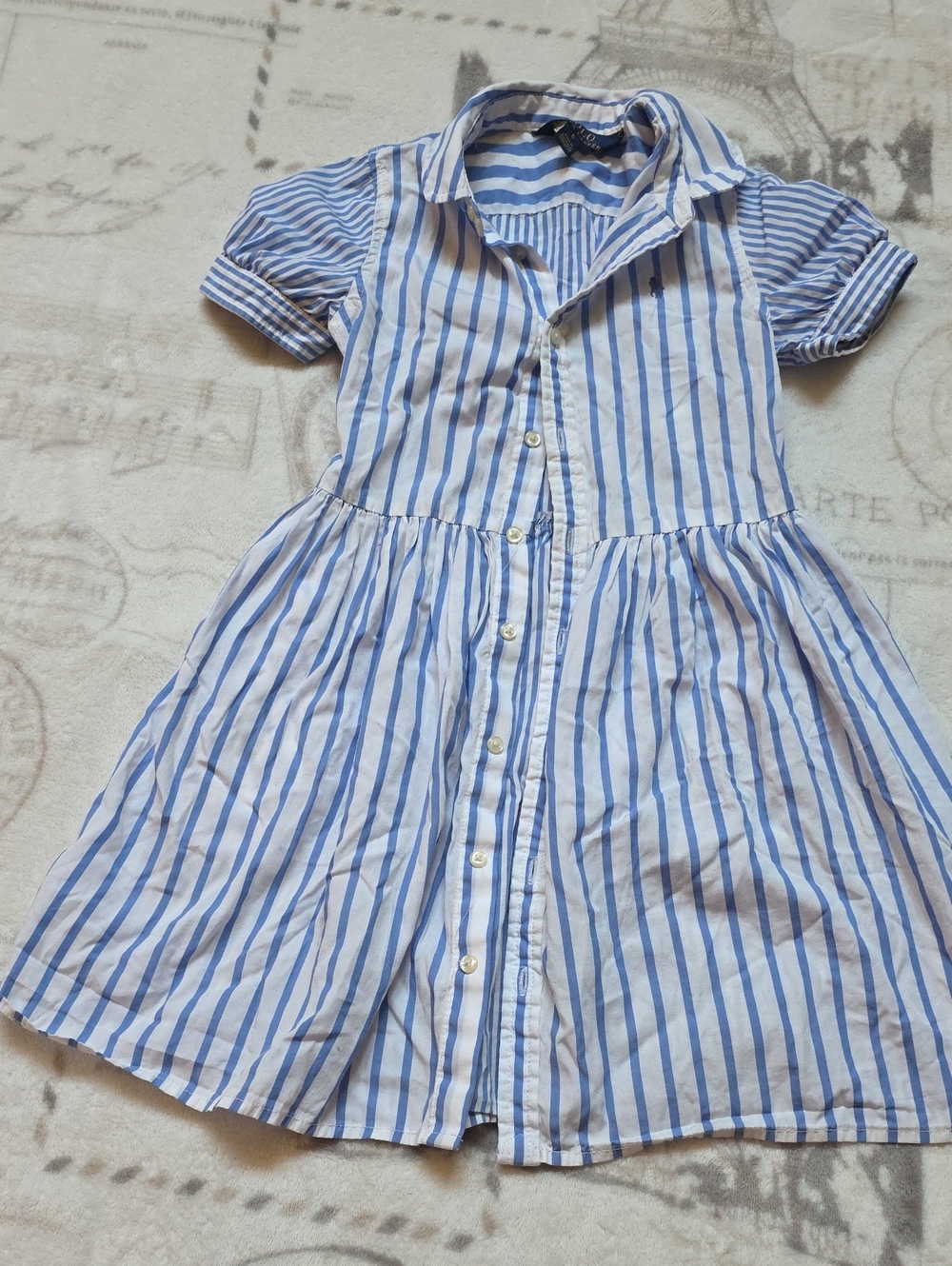Polo by Ralph Lauren Blue and White Striped Shirt Dress